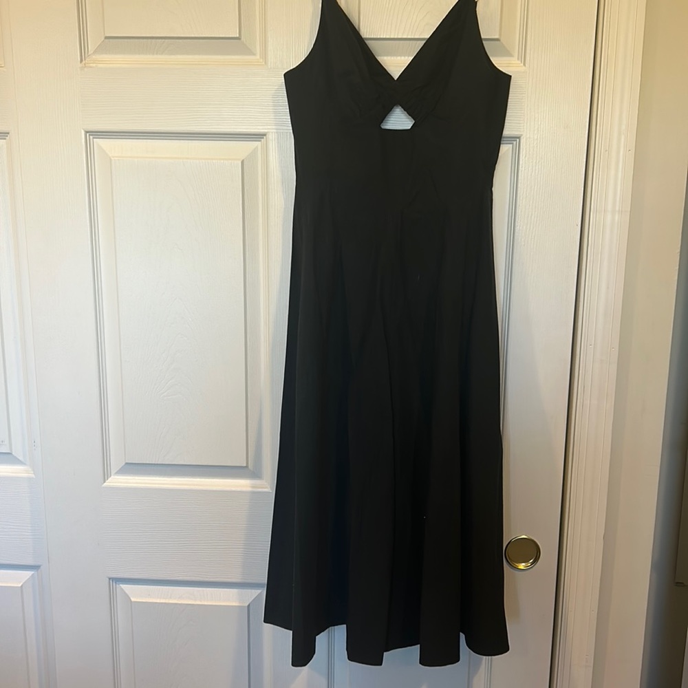 T by Alexander Wang black cotton midi dress with keyhole cutout